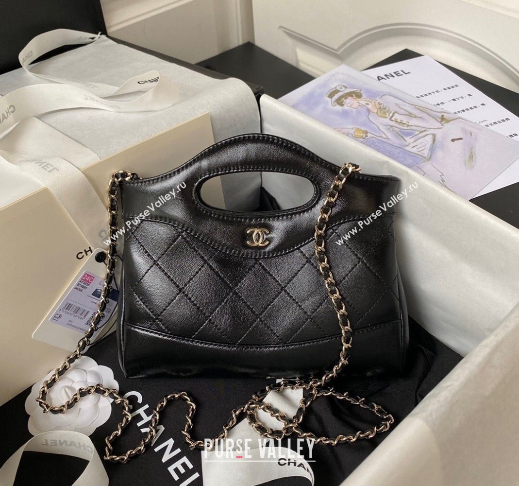 Chanel Quilted Calfskin East-West Mini 31 Shopping Bag AS3656 Black 2023 (yezi-231226081)