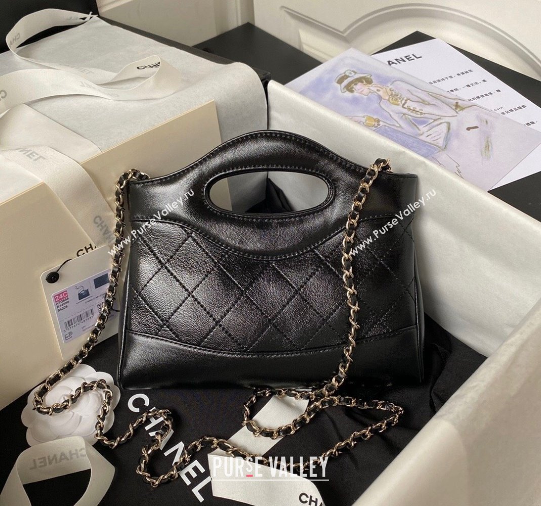 Chanel Quilted Calfskin East-West Mini 31 Shopping Bag AS3656 Black 2023 (yezi-231226081)