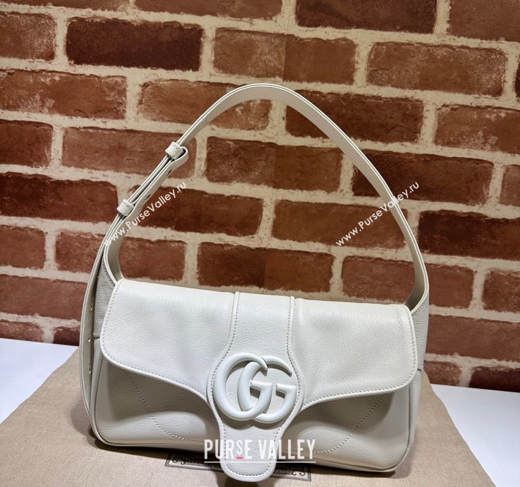 Gucci Aphrodite Small Shoulder Bag in Soft Leather 767226 All White 2023 (DLH-231228013)