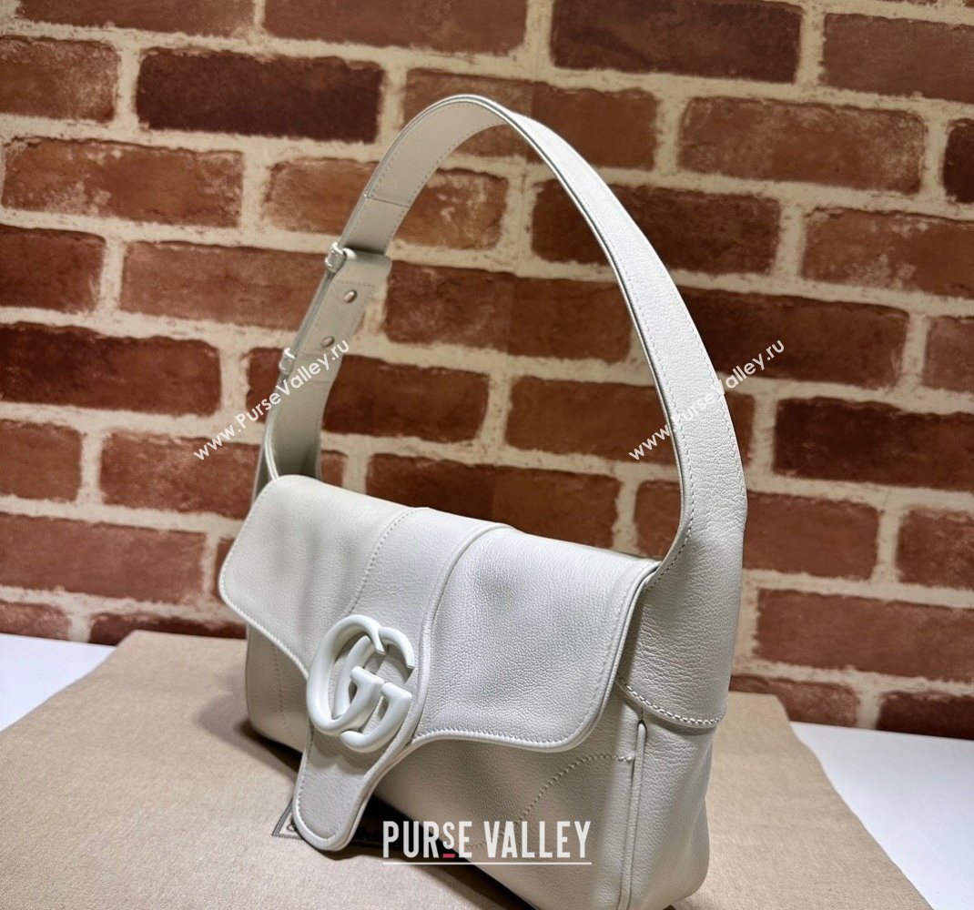 Gucci Aphrodite Small Shoulder Bag in Soft Leather 767226 All White 2023 (DLH-231228013)