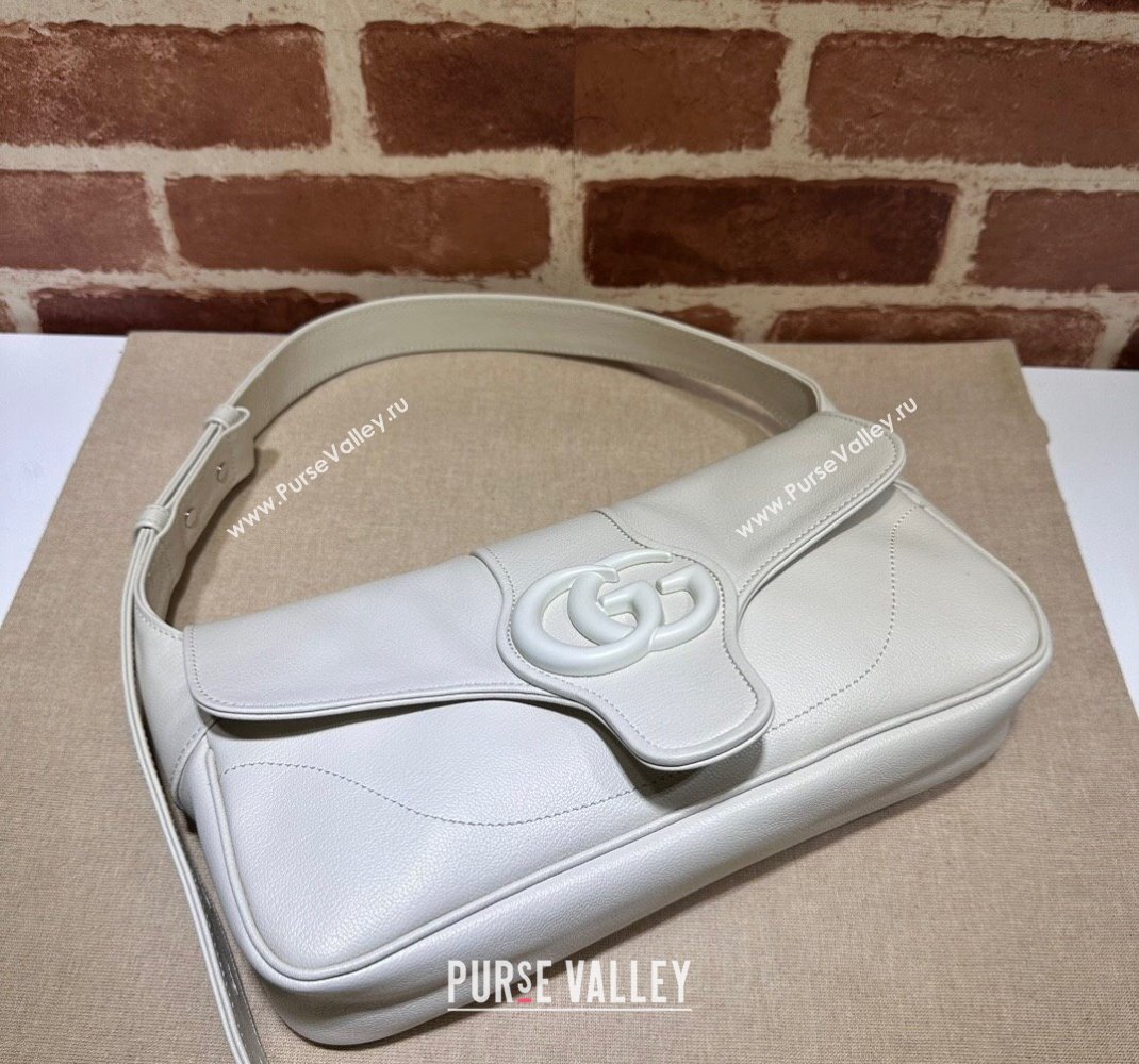 Gucci Aphrodite Small Shoulder Bag in Soft Leather 767226 All White 2023 (DLH-231228013)