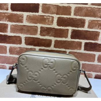 Gucci Mens Jumbo GG Leather medium messenger bag 766946 Grey 2023 (DLH-231228016)