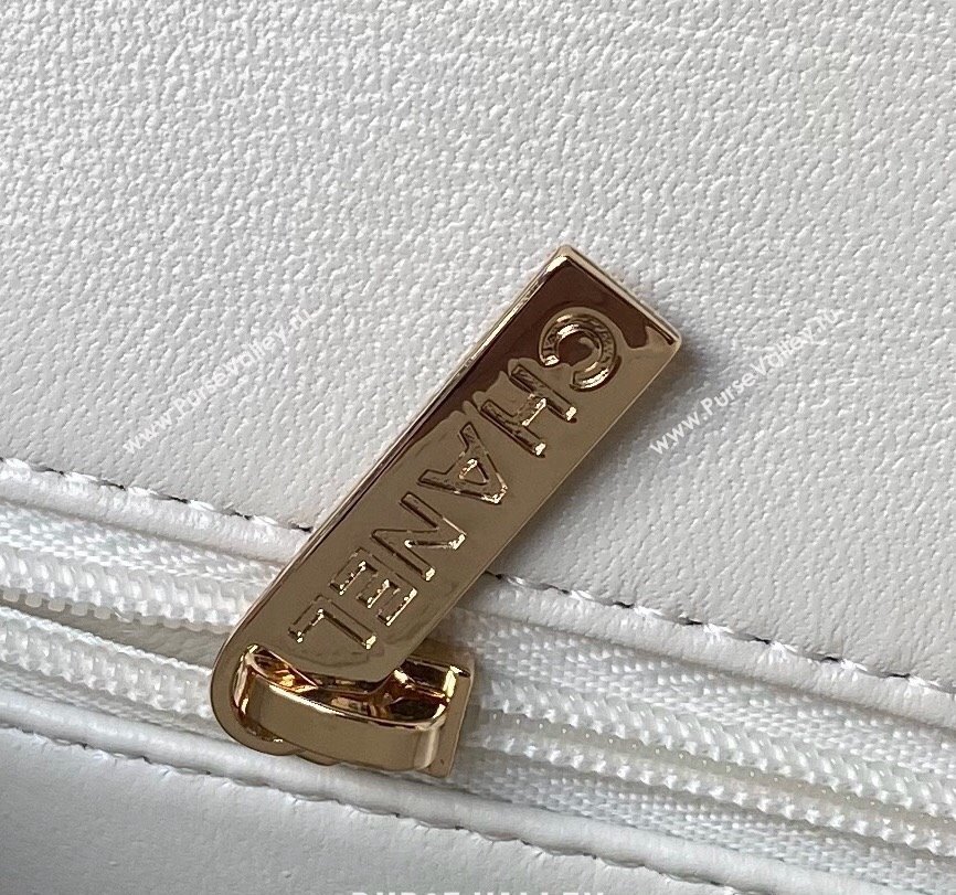 Chanel Shiny Calfskin Small Flap Bag with Top handle AS4543 White 2023 (yezi-231226064)