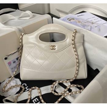 Chanel Quilted Calfskin East-West Mini 31 Shopping Bag AS3656 White 2023 (ssz-231226083)