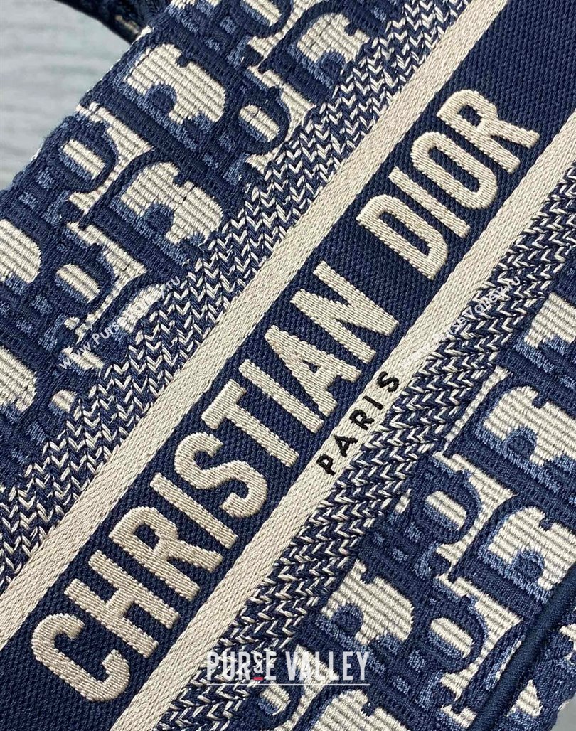 Dior Mini Book Tote Bag with Strap in Blue and Beige Dior Oblique Embroidery 2023 (BF-231228024)