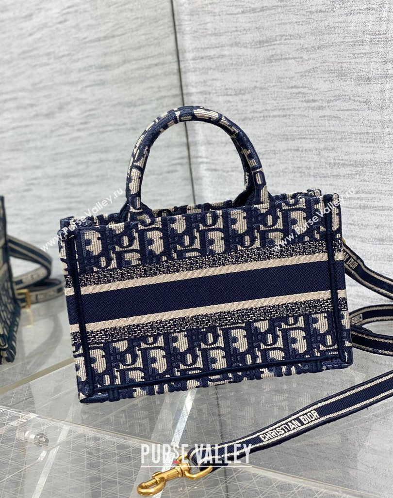 Dior Mini Book Tote Bag with Strap in Blue and Beige Dior Oblique Embroidery 2023 (BF-231228024)