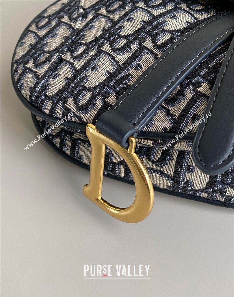 Dior Mini Saddle Bag with Strap in Blue Dior Oblique Jacquard 2023 (BF-231228026)