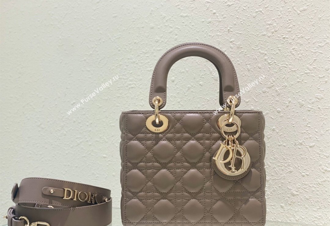 Dior Small Lady Dior My ABCDior Bag in Cannage Lambskin Taupe Grey 2023 (BF-231228029)