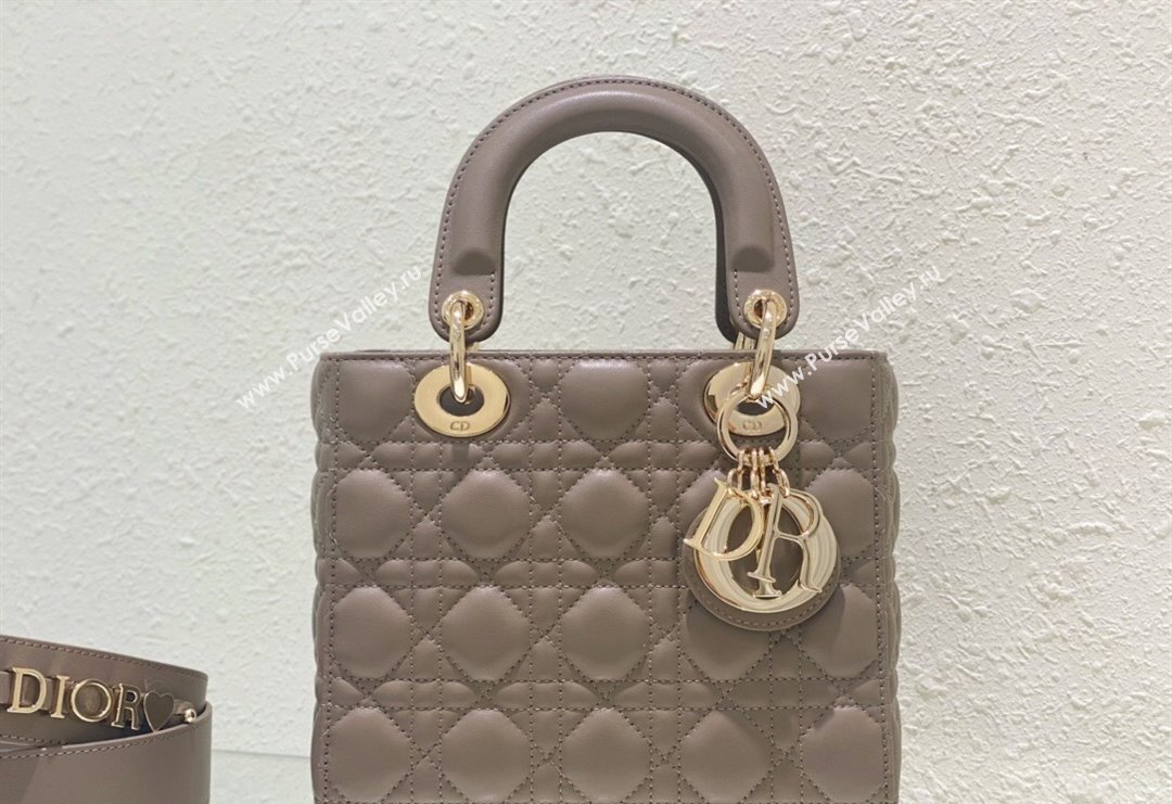 Dior Small Lady Dior My ABCDior Bag in Cannage Lambskin Taupe Grey 2023 (BF-231228029)