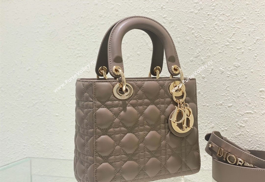 Dior Small Lady Dior My ABCDior Bag in Cannage Lambskin Taupe Grey 2023 (BF-231228029)