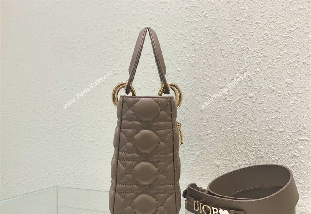 Dior Small Lady Dior My ABCDior Bag in Cannage Lambskin Taupe Grey 2023 (BF-231228029)