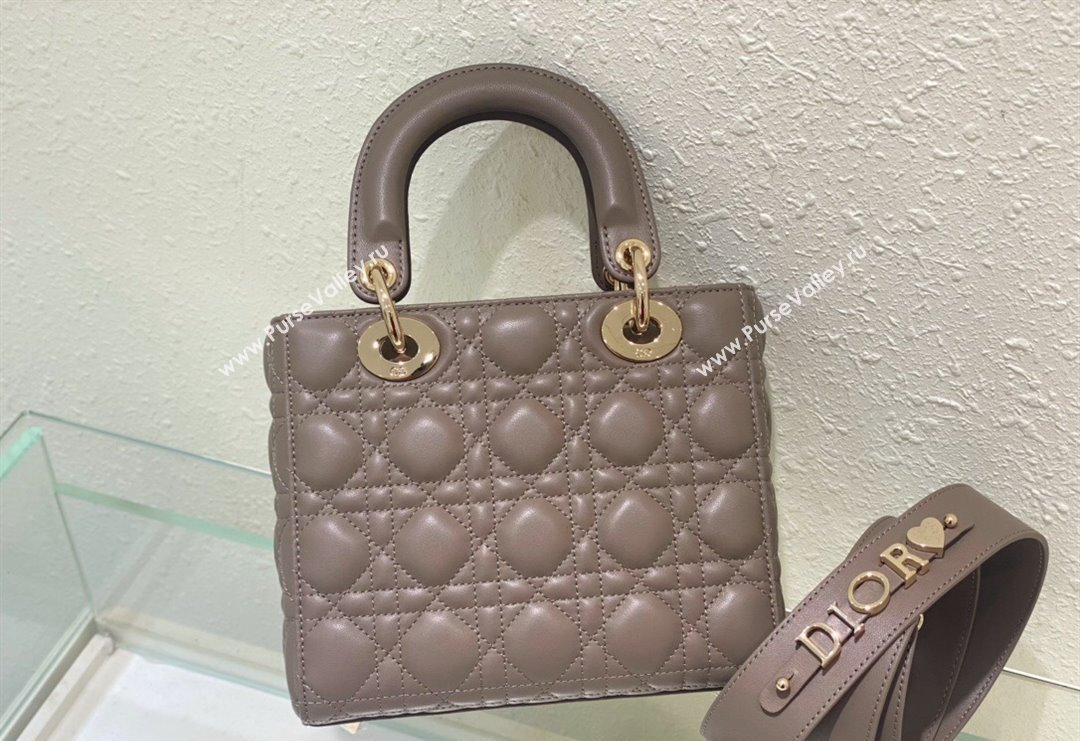 Dior Small Lady Dior My ABCDior Bag in Cannage Lambskin Taupe Grey 2023 (BF-231228029)