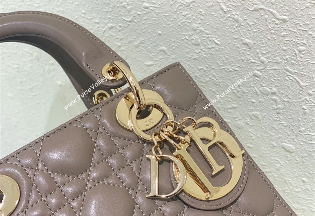 Dior Small Lady Dior My ABCDior Bag in Cannage Lambskin Taupe Grey 2023 (BF-231228029)