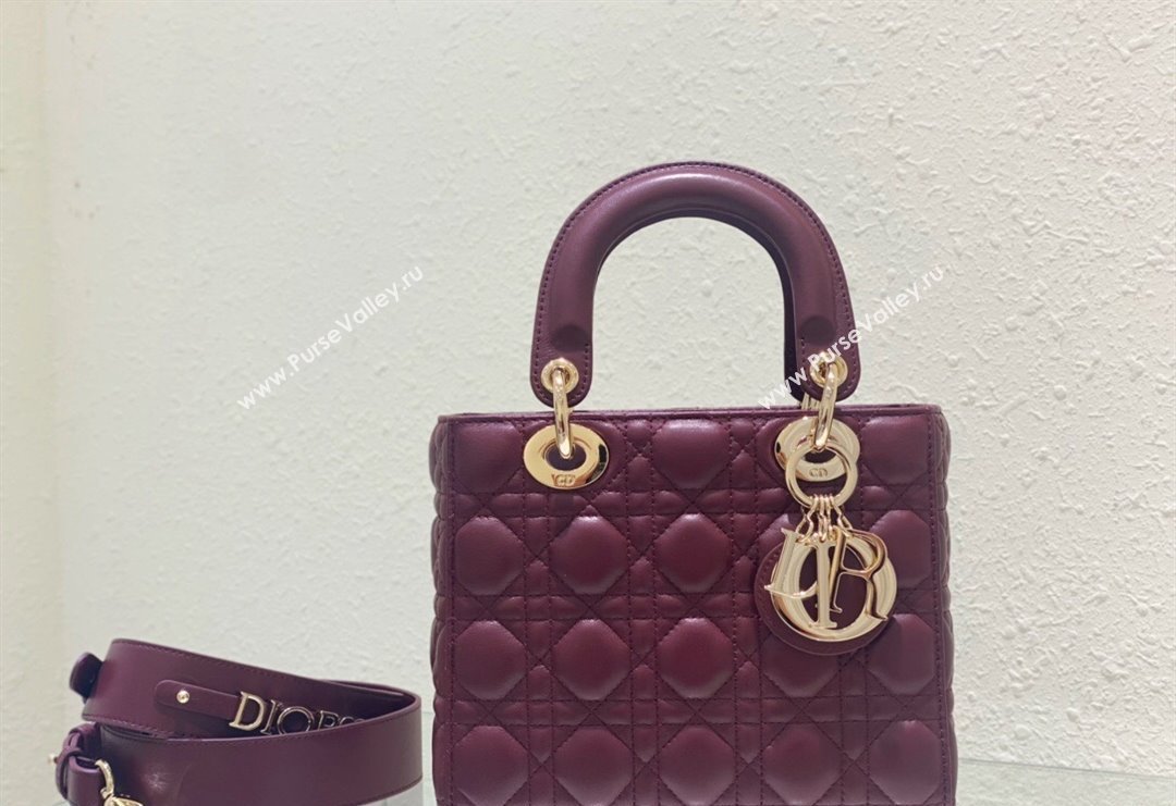 Dior Small Lady Dior My ABCDior Bag in Cannage Lambskin Bordeaux 2023 (BF-231228030)