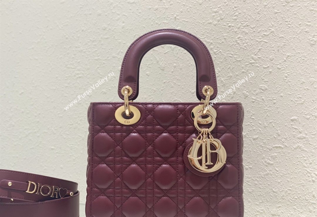 Dior Small Lady Dior My ABCDior Bag in Cannage Lambskin Bordeaux 2023 (BF-231228030)