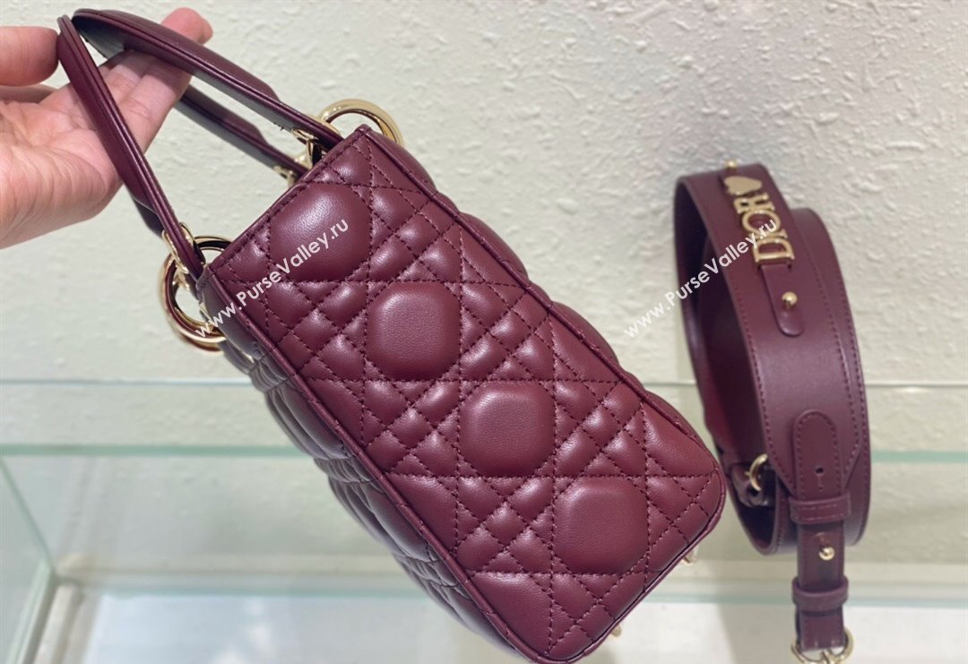 Dior Small Lady Dior My ABCDior Bag in Cannage Lambskin Bordeaux 2023 (BF-231228030)