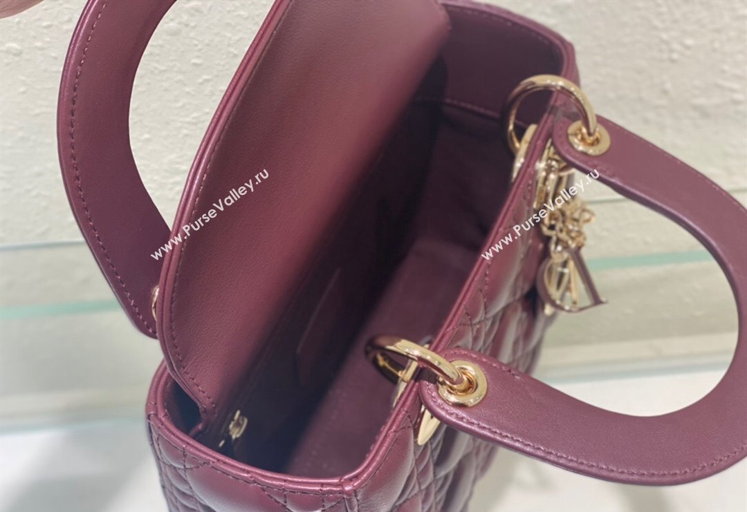 Dior Small Lady Dior My ABCDior Bag in Cannage Lambskin Bordeaux 2023 (BF-231228030)