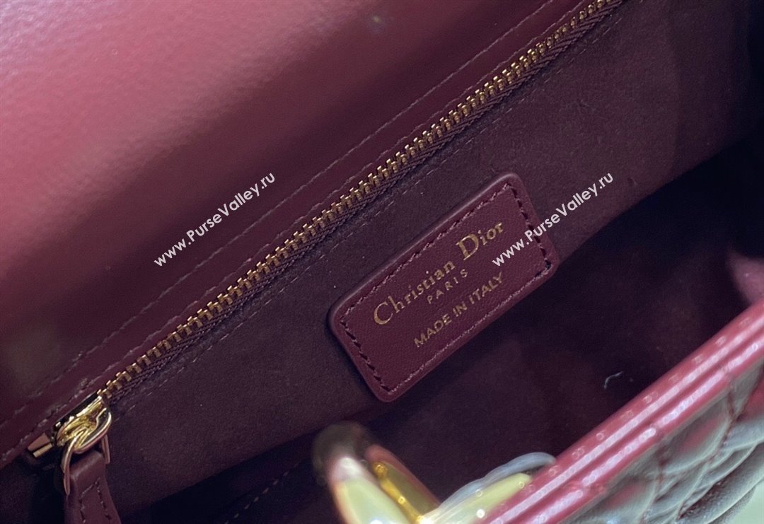 Dior Small Lady Dior My ABCDior Bag in Cannage Lambskin Bordeaux 2023 (BF-231228030)