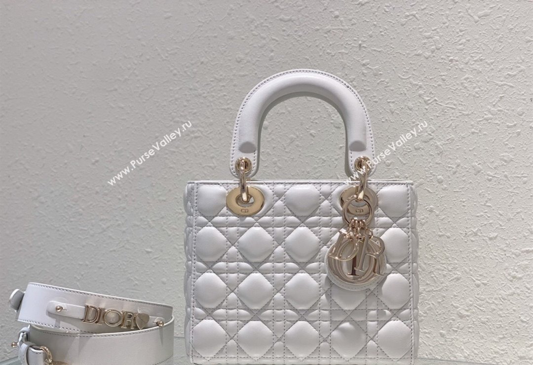 Dior Small Lady Dior My ABCDior Bag in Cannage Lambskin Optic White 2023 (BF-231228032)