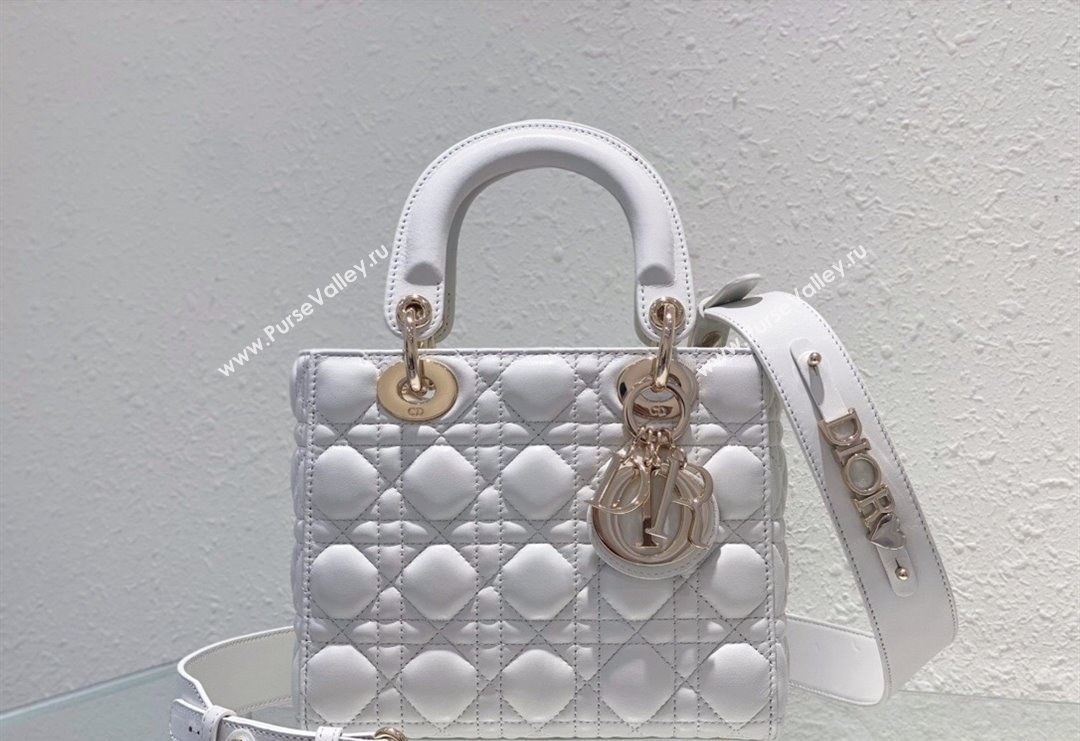 Dior Small Lady Dior My ABCDior Bag in Cannage Lambskin Optic White 2023 (BF-231228032)