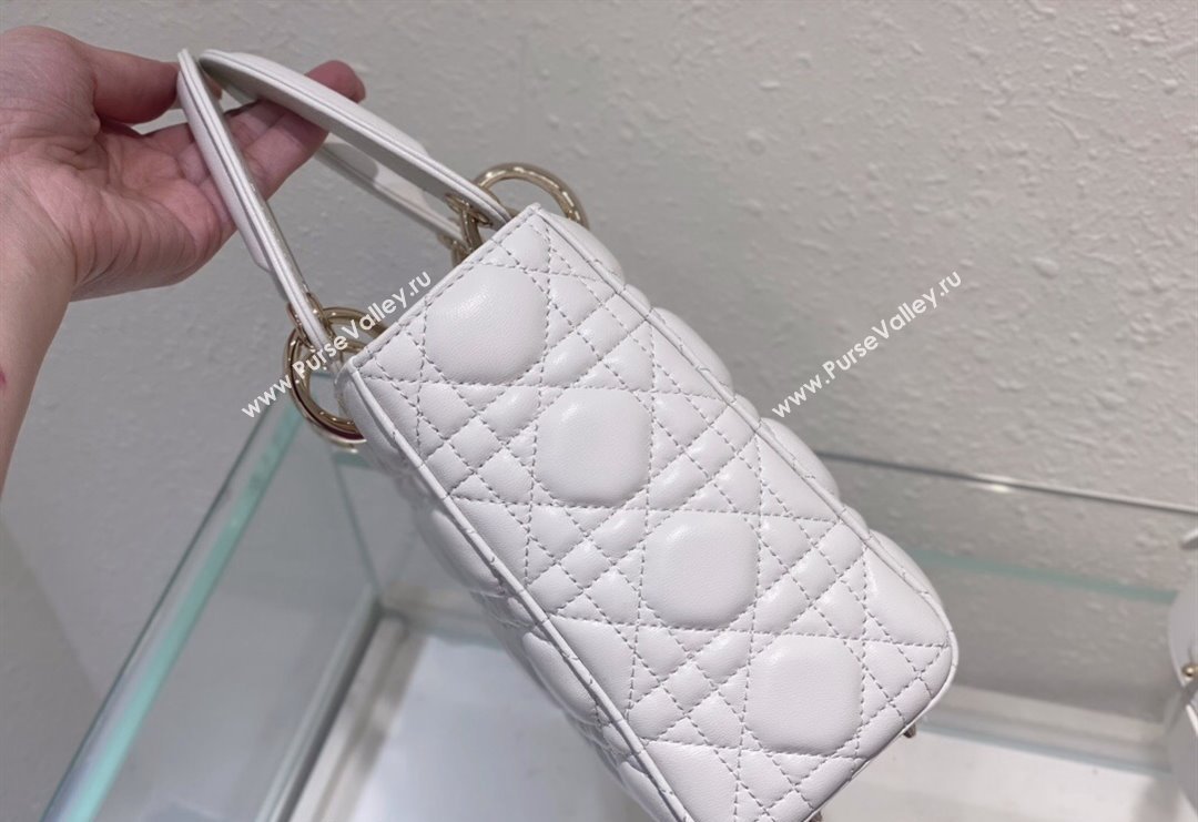 Dior Small Lady Dior My ABCDior Bag in Cannage Lambskin Optic White 2023 (BF-231228032)