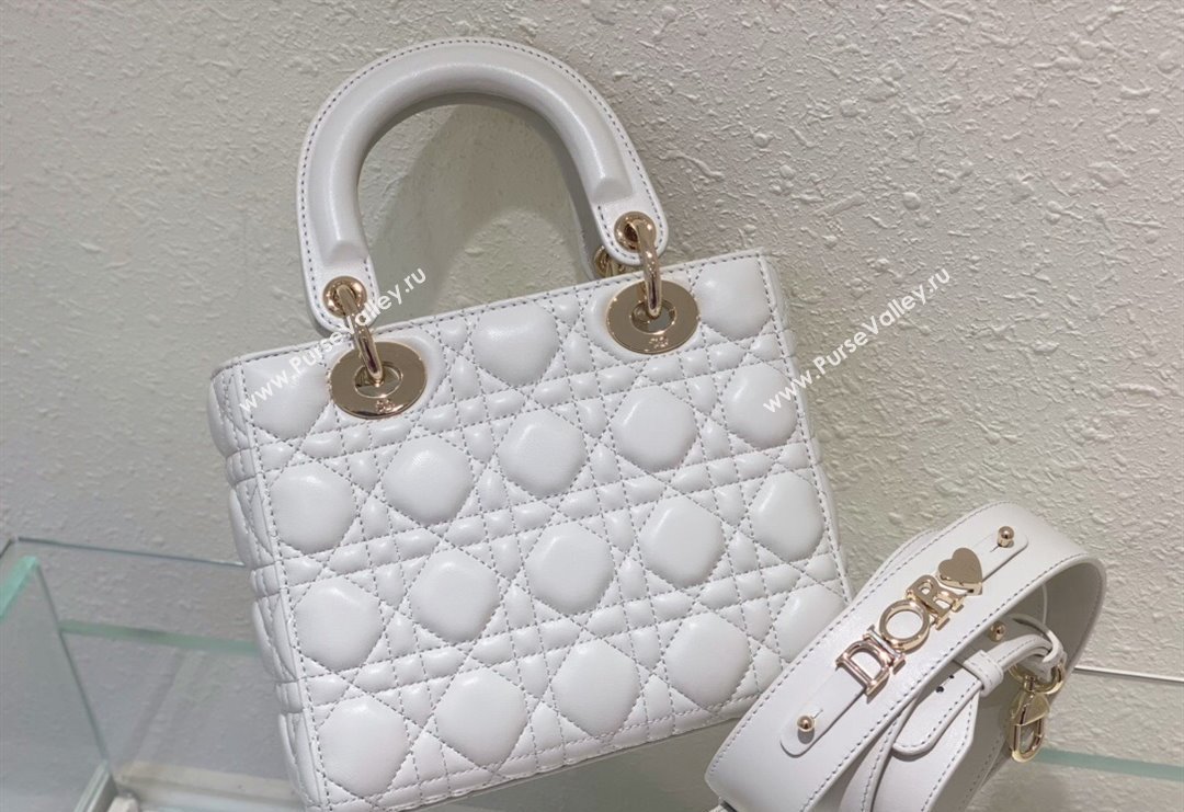 Dior Small Lady Dior My ABCDior Bag in Cannage Lambskin Optic White 2023 (BF-231228032)