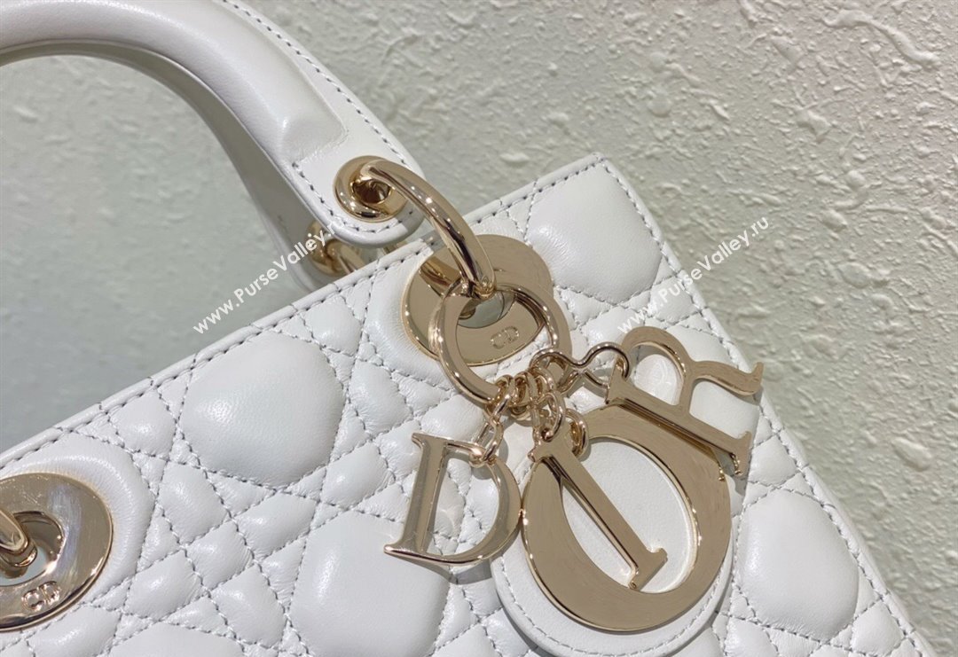 Dior Small Lady Dior My ABCDior Bag in Cannage Lambskin Optic White 2023 (BF-231228032)