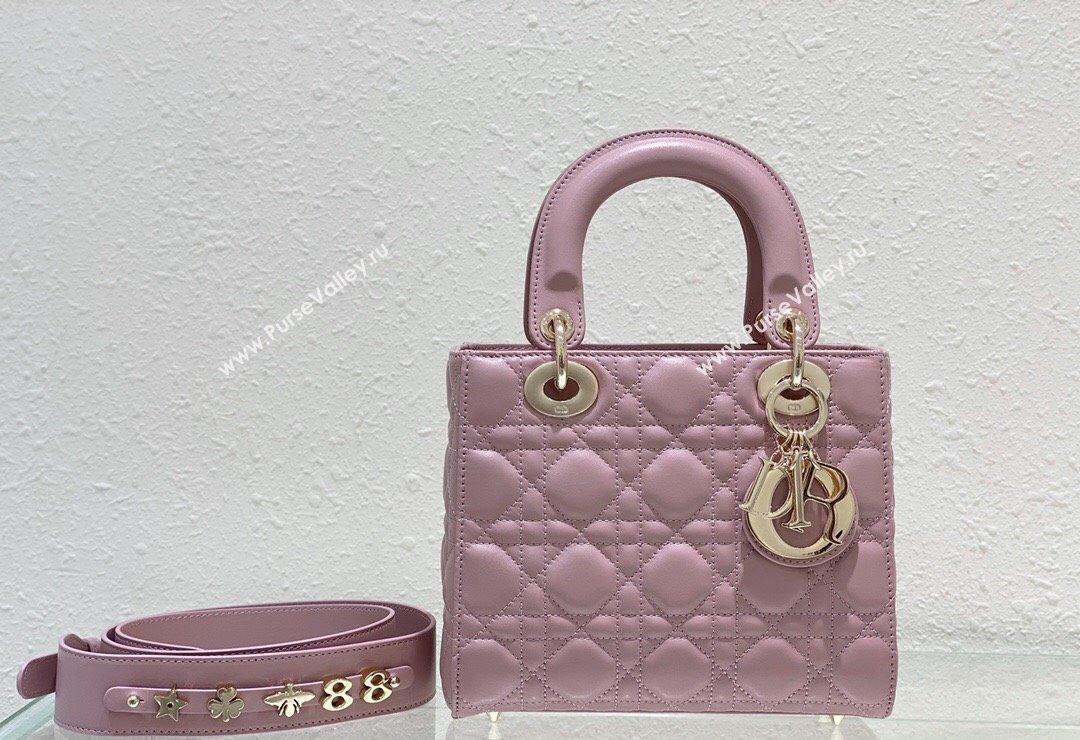 Dior Small Lady Dior My ABCDior Bag in Cannage Lambskin Vintage Pink 2023 (BF-231228035)