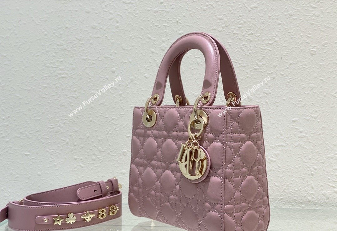 Dior Small Lady Dior My ABCDior Bag in Cannage Lambskin Vintage Pink 2023 (BF-231228035)