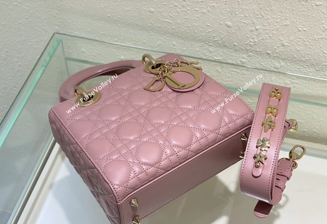 Dior Small Lady Dior My ABCDior Bag in Cannage Lambskin Vintage Pink 2023 (BF-231228035)