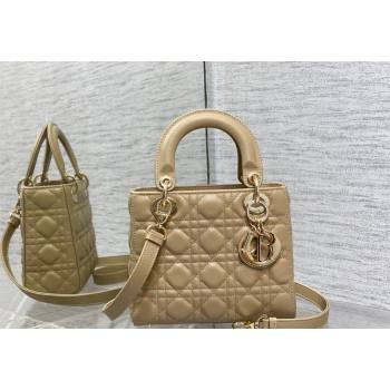 Dior Small Lady Dior Bag in Cannage Grained Calfskin Apricot 2023 1228 (BF-231228037)