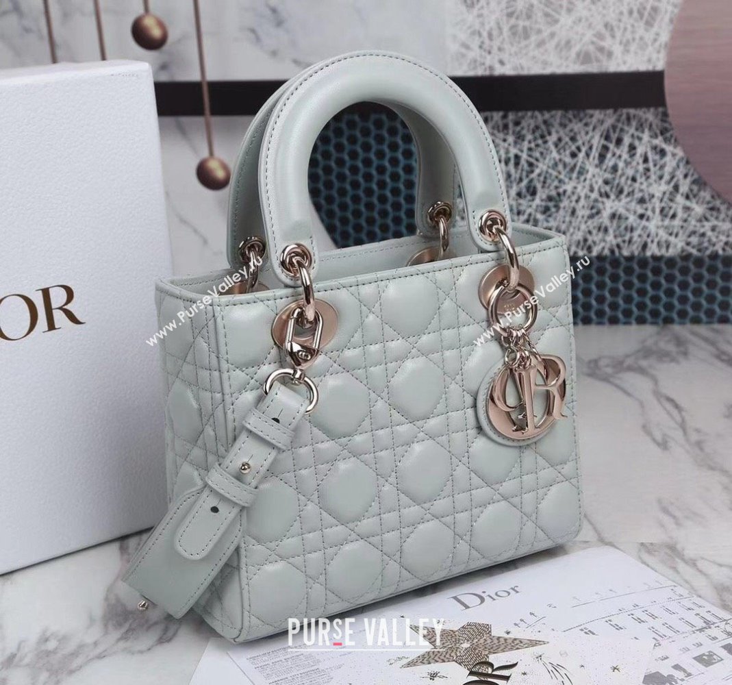 Dior Small Lady Dior My ABCDior Bag in Cannage Lambskin Pale Blue 2023 (BF-231228040)