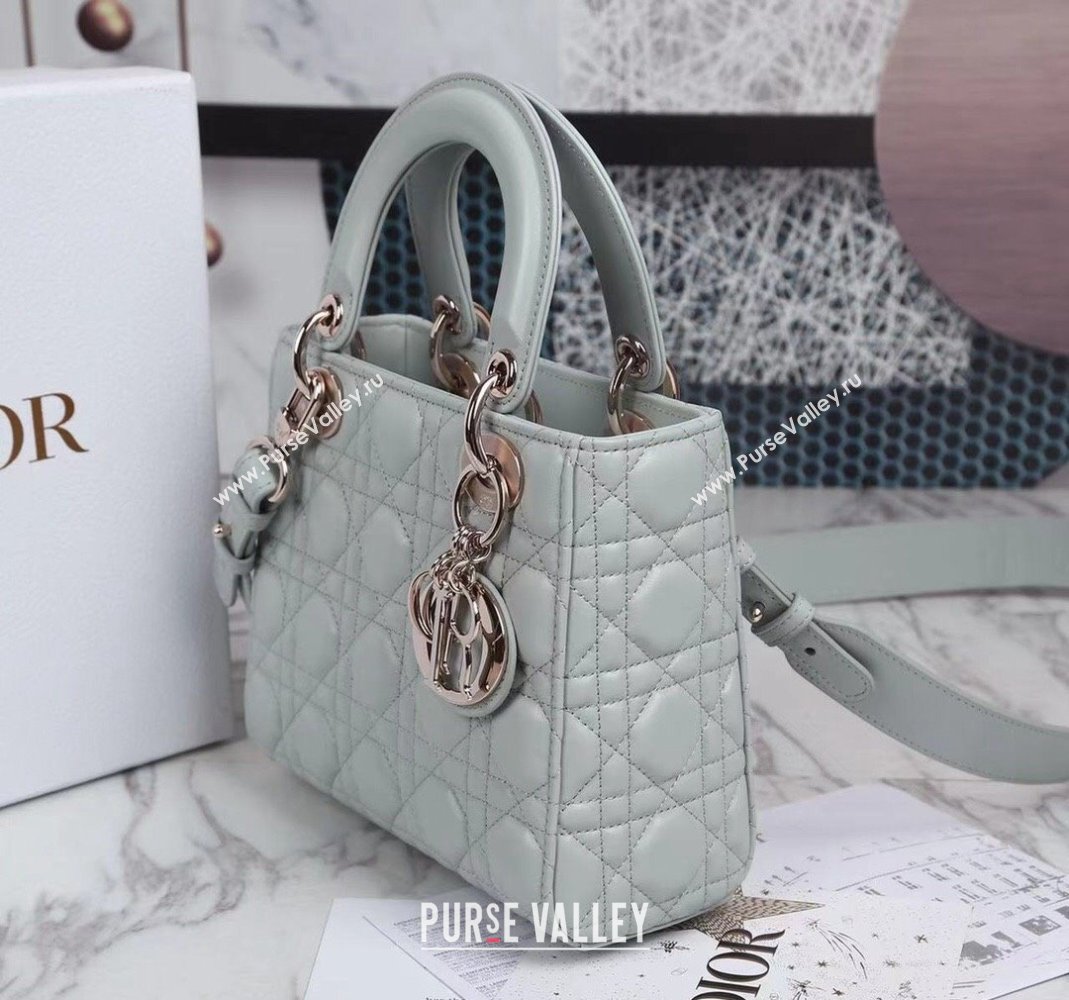 Dior Small Lady Dior My ABCDior Bag in Cannage Lambskin Pale Blue 2023 (BF-231228040)