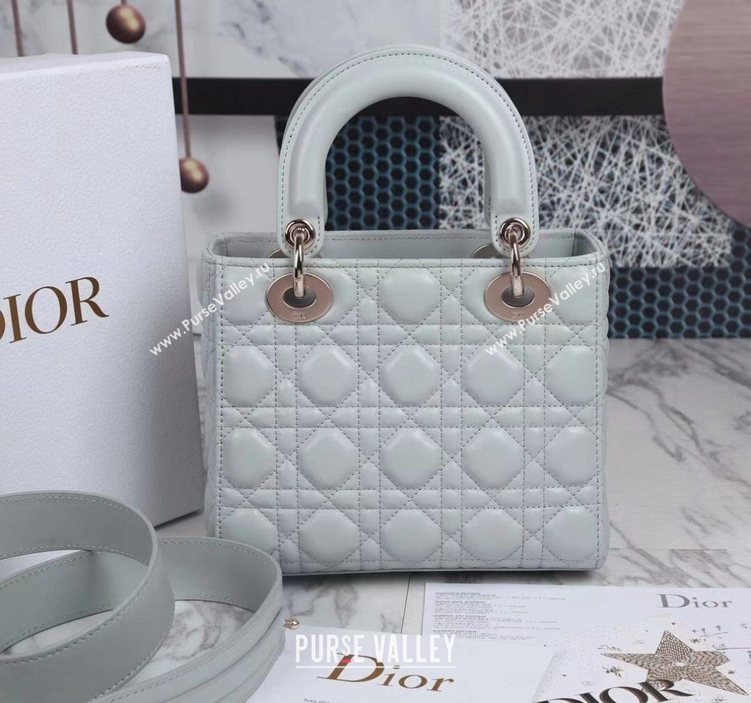 Dior Small Lady Dior My ABCDior Bag in Cannage Lambskin Pale Blue 2023 (BF-231228040)