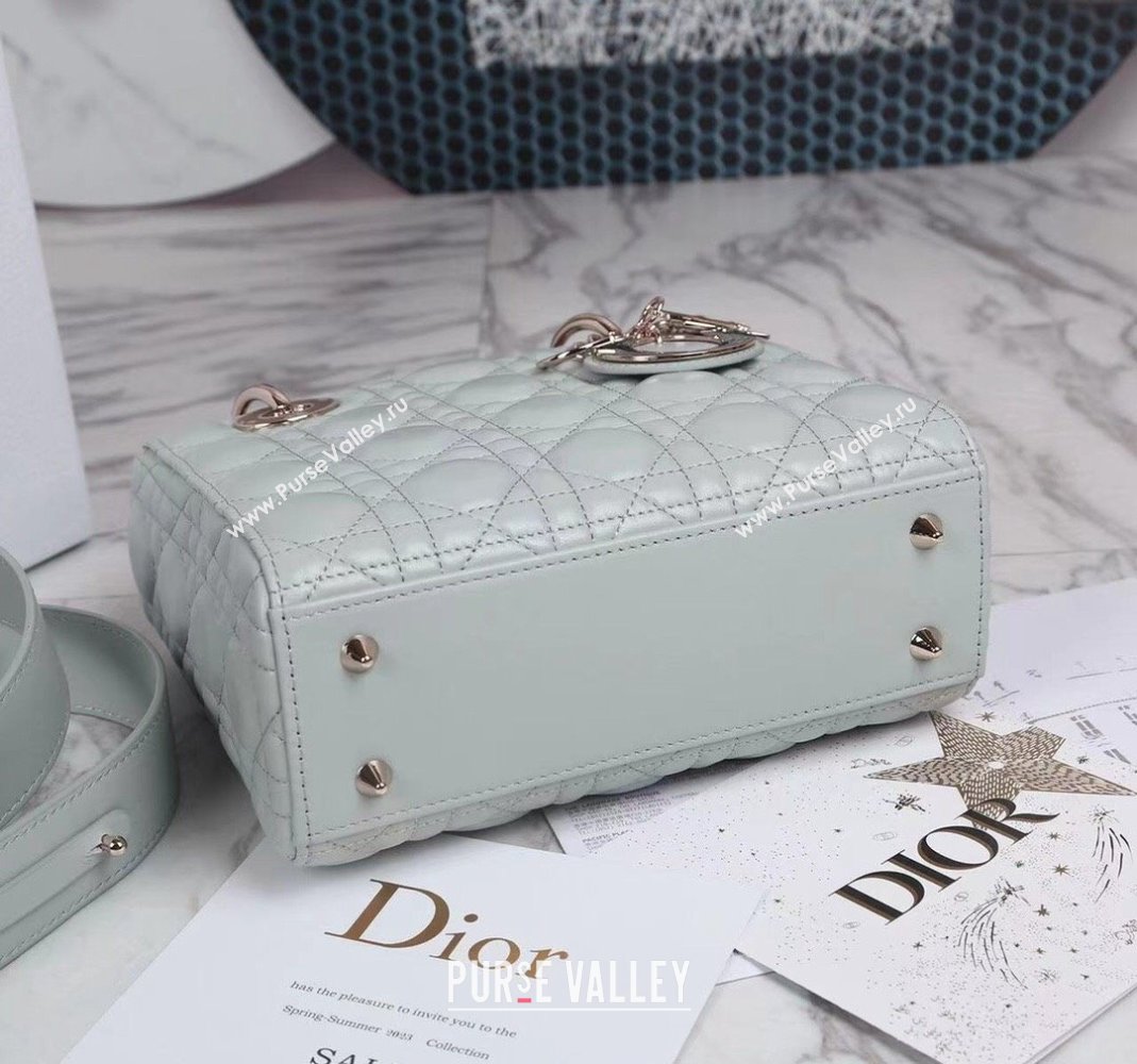 Dior Small Lady Dior My ABCDior Bag in Cannage Lambskin Pale Blue 2023 (BF-231228040)