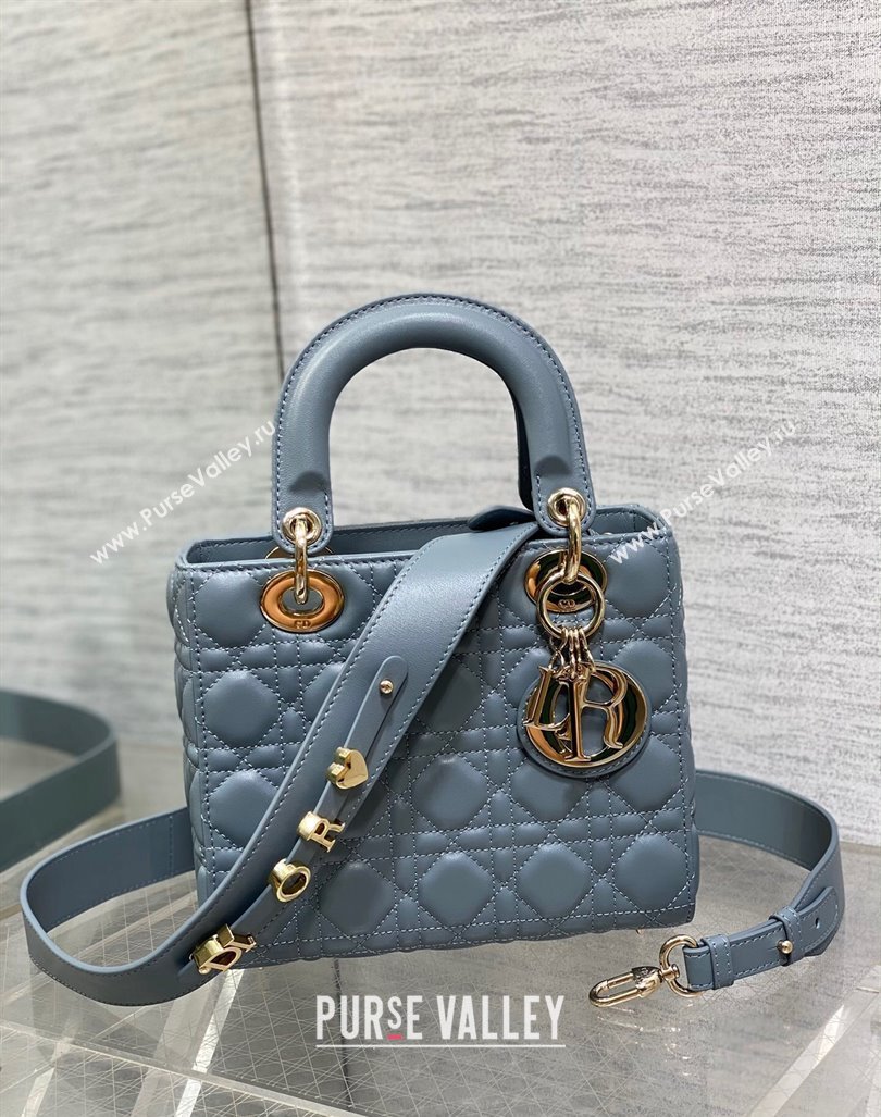 Dior Small Lady Dior My ABCDior Bag in Cannage Lambskin Dusty Blue 2023 (BF-231228041)