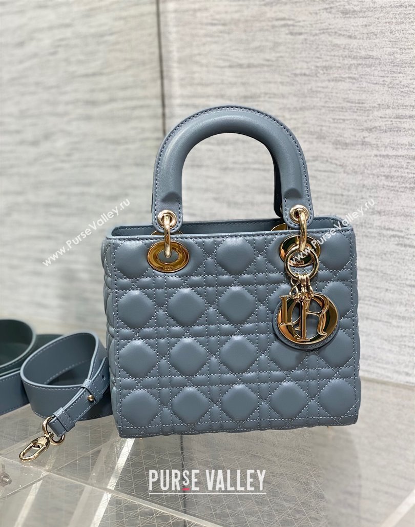 Dior Small Lady Dior My ABCDior Bag in Cannage Lambskin Dusty Blue 2023 (BF-231228041)