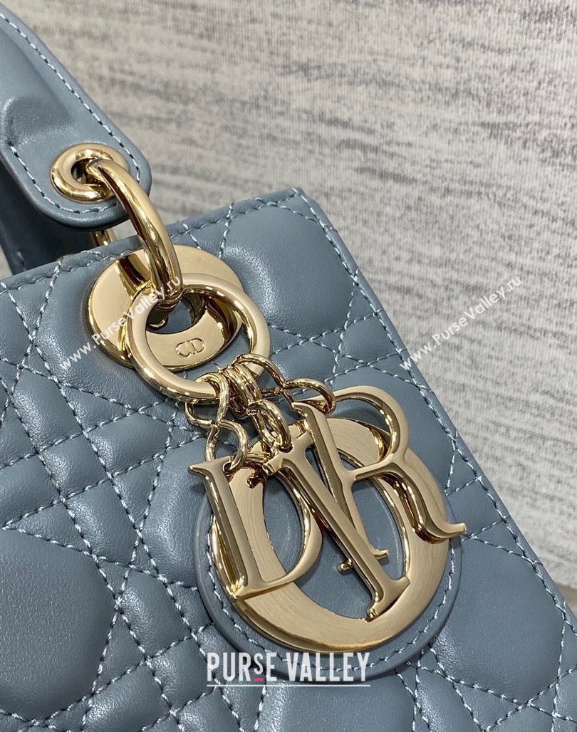 Dior Small Lady Dior My ABCDior Bag in Cannage Lambskin Dusty Blue 2023 (BF-231228041)