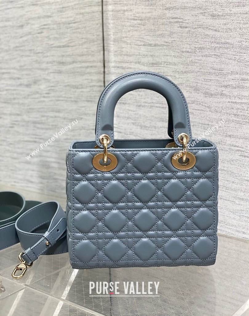 Dior Small Lady Dior My ABCDior Bag in Cannage Lambskin Dusty Blue 2023 (BF-231228041)