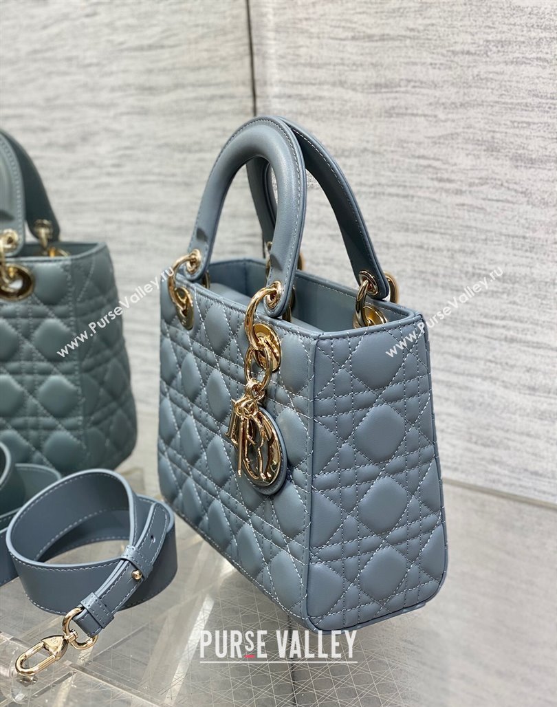 Dior Small Lady Dior My ABCDior Bag in Cannage Lambskin Dusty Blue 2023 (BF-231228041)