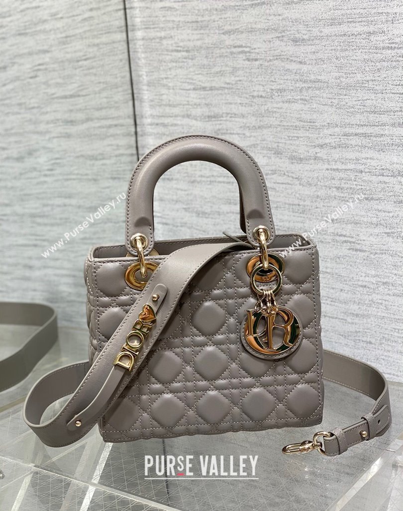 Dior Small Lady Dior My ABCDior Bag in Cannage Lambskin Light Grey 2023 (BF-231228042)