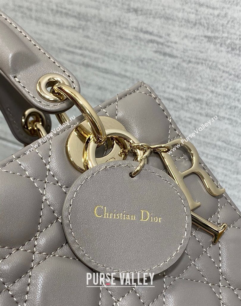 Dior Small Lady Dior My ABCDior Bag in Cannage Lambskin Light Grey 2023 (BF-231228042)