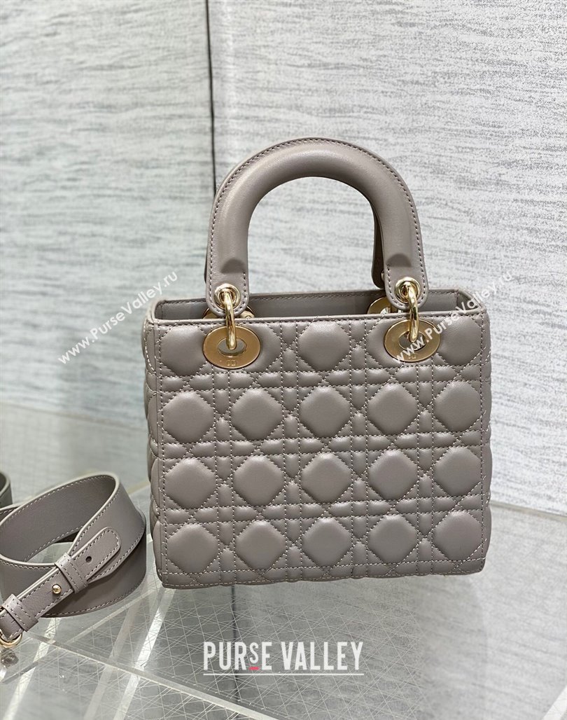 Dior Small Lady Dior My ABCDior Bag in Cannage Lambskin Light Grey 2023 (BF-231228042)