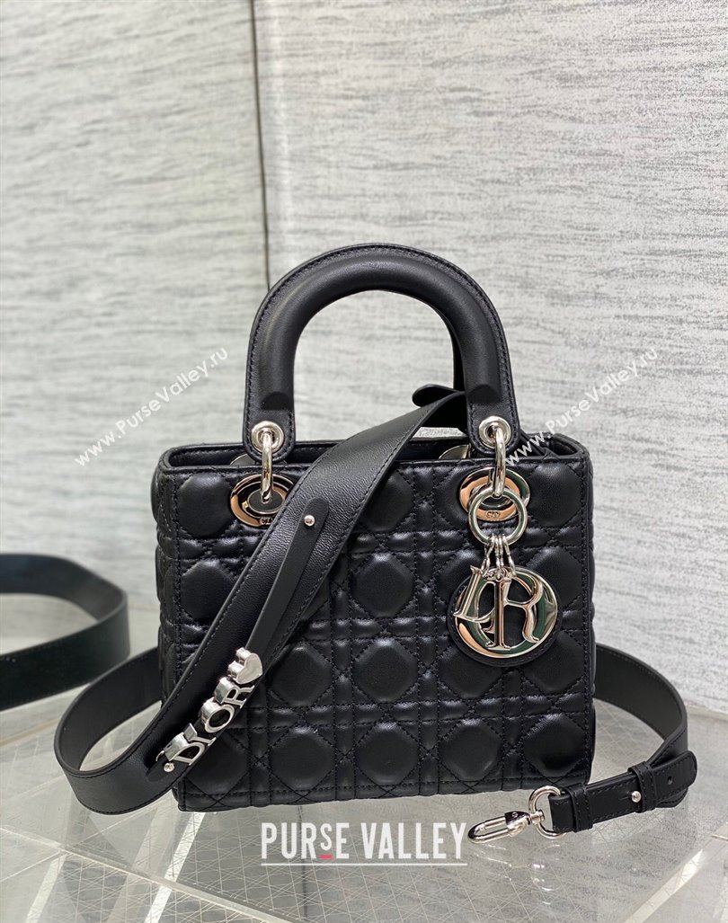 Dior Small Lady Dior My ABCDior Bag in Cannage Lambskin Black/Silver 2023 (BF-231228044)