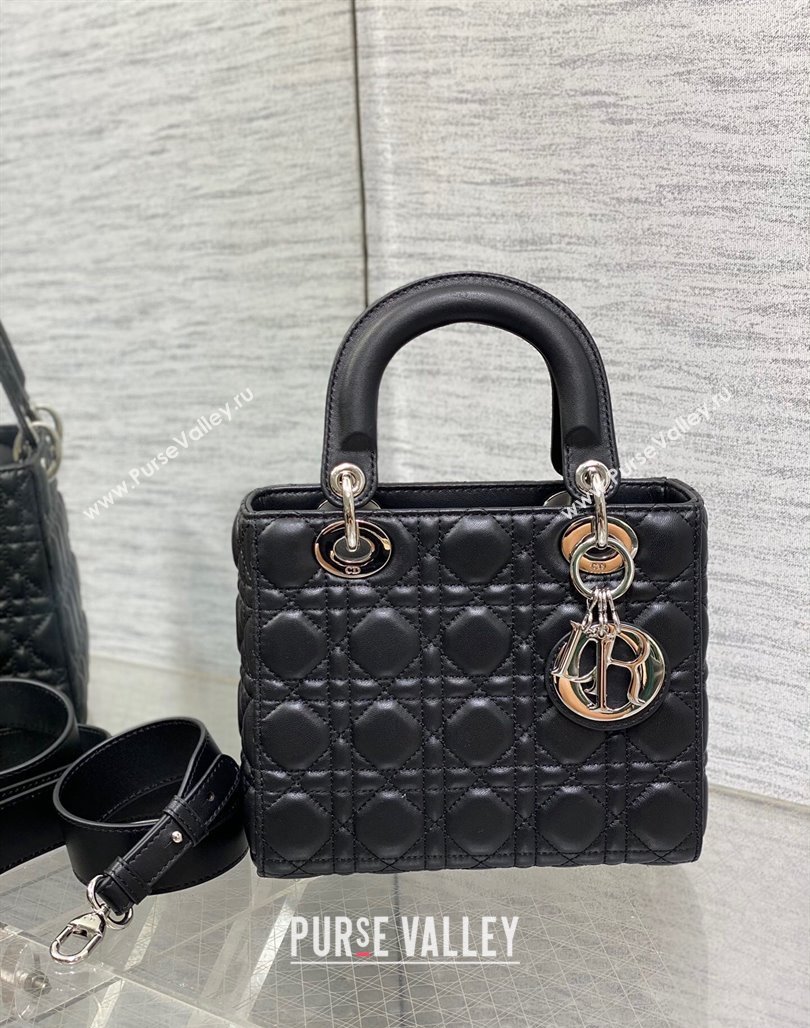 Dior Small Lady Dior My ABCDior Bag in Cannage Lambskin Black/Silver 2023 (BF-231228044)