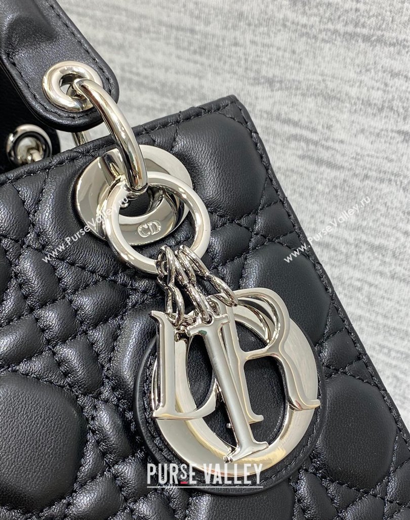 Dior Small Lady Dior My ABCDior Bag in Cannage Lambskin Black/Silver 2023 (BF-231228044)