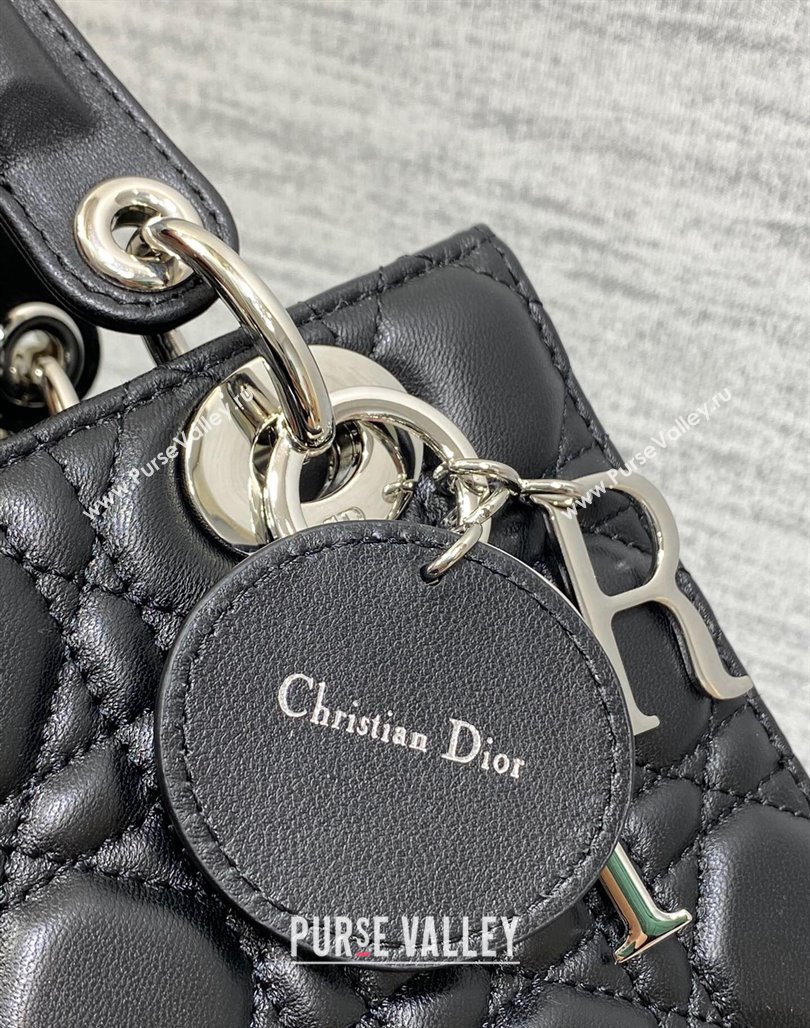 Dior Small Lady Dior My ABCDior Bag in Cannage Lambskin Black/Silver 2023 (BF-231228044)