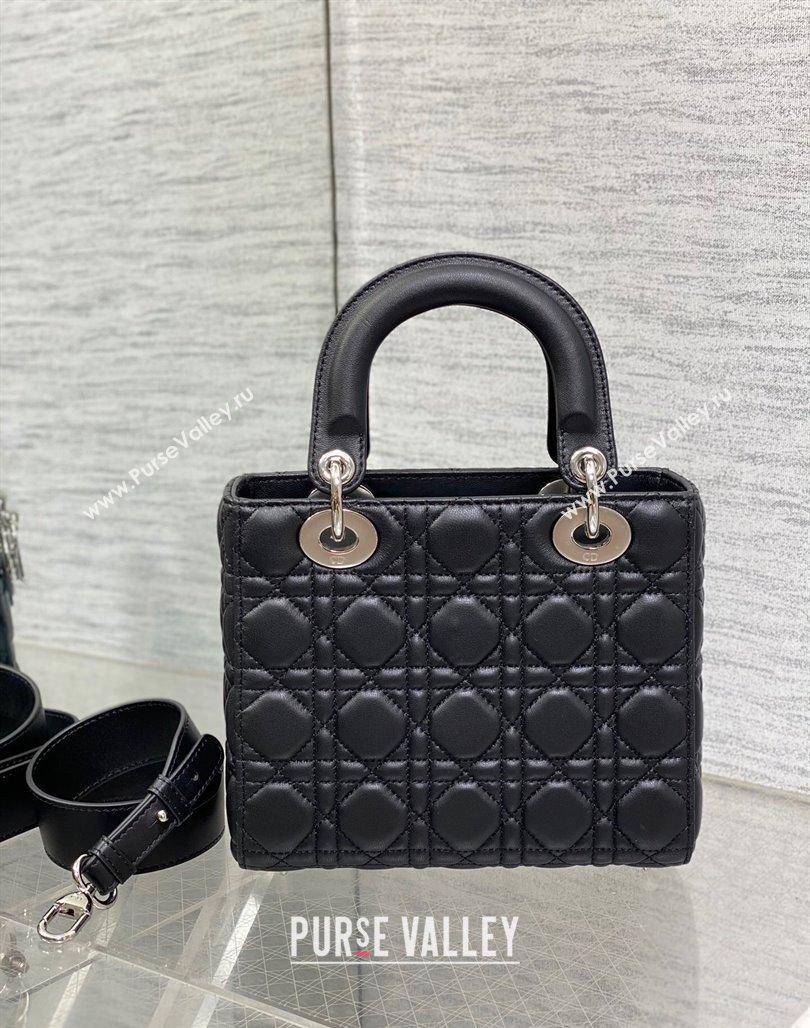 Dior Small Lady Dior My ABCDior Bag in Cannage Lambskin Black/Silver 2023 (BF-231228044)