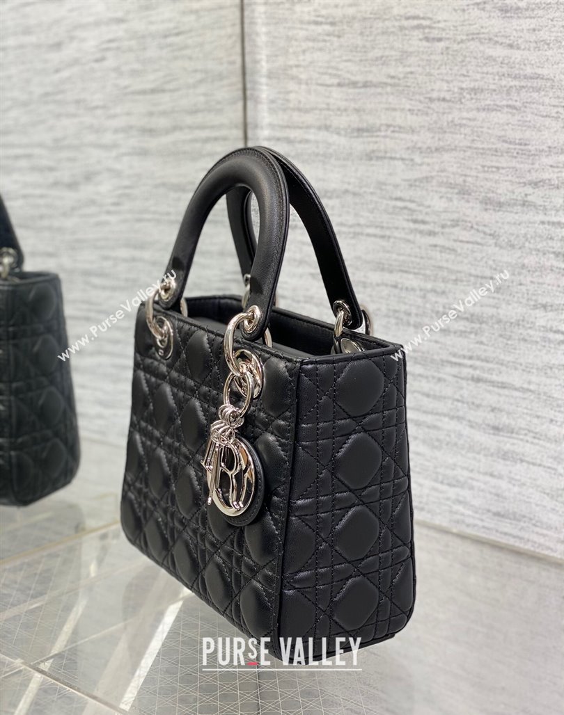 Dior Small Lady Dior My ABCDior Bag in Cannage Lambskin Black/Silver 2023 (BF-231228044)