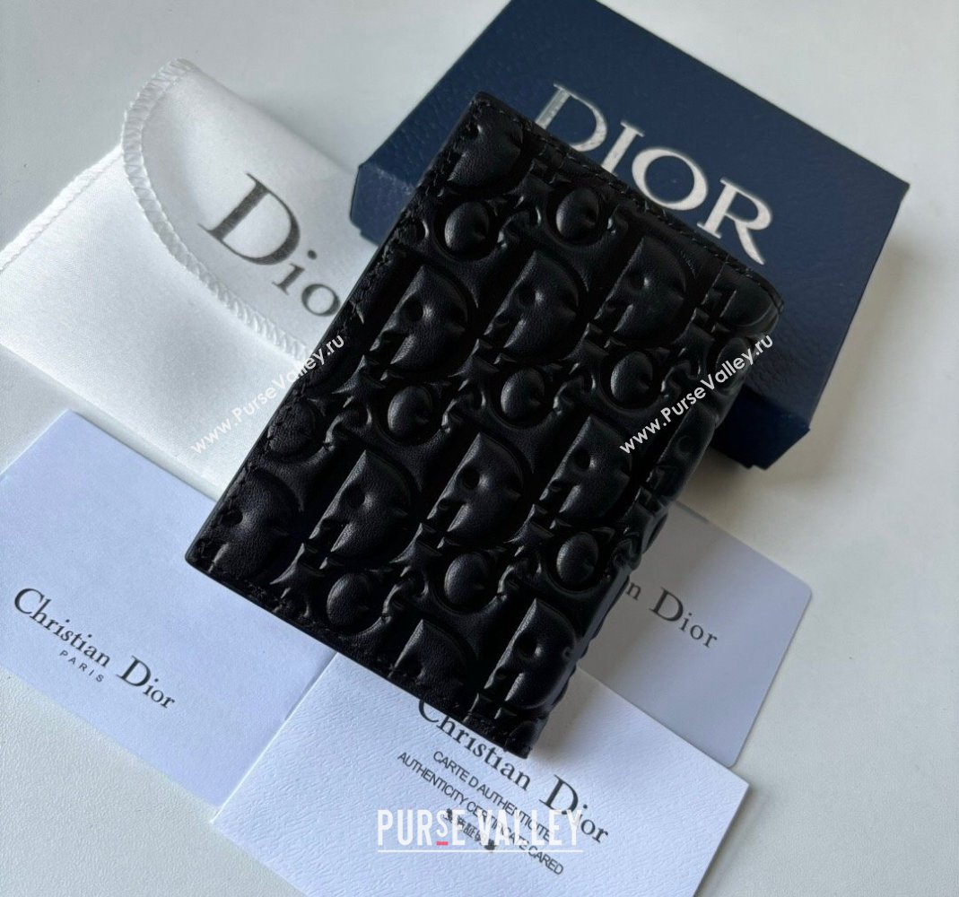 Dior Mens Bi-Fold Card Holder Wallet in Black Dior Gravity Leather 2023 (BF-231228048)